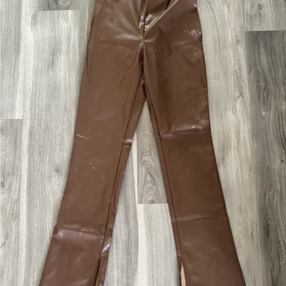 H&M Brown Faux Leather Pants